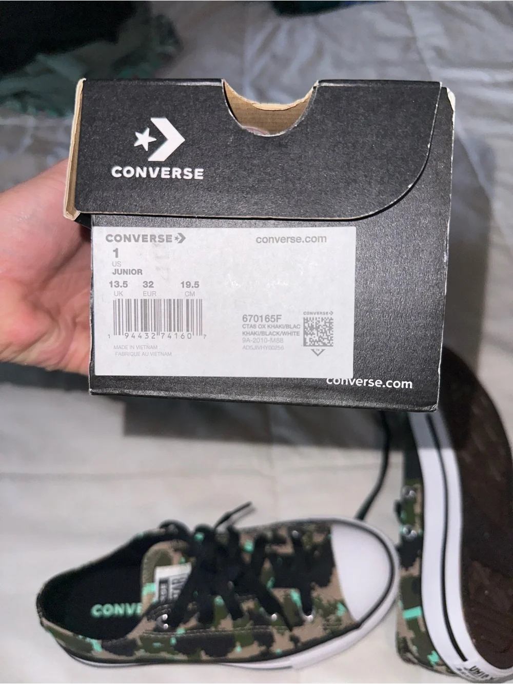 Converse Camouflage Low Top Sneakers in Green, Black, Tan